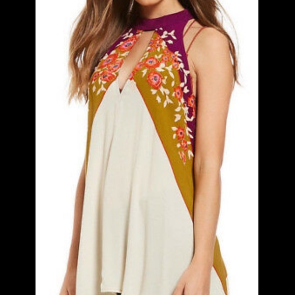 FREE PEOPLE floral print tunic tie high neck NWT - Picture 3 of 11